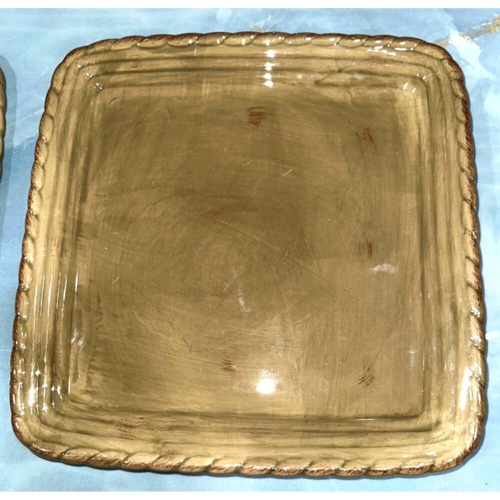 Artimino Tuscan Countryside Sage Stoneware Square 2 Plates Set